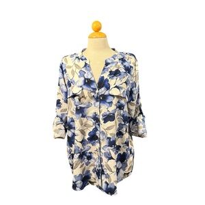 Calvin Klein Blue and White Floral Blouse